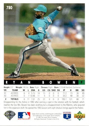 1993 Upper Deck Ryan Bowen Baseball Card #780