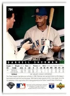 1993 Upper Deck Darrell Sherman Baseball Card #784
