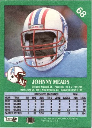 1991 Fleer Johnny Meads Football Card #68