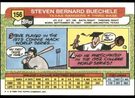 1989 Topps Steven Bernard Buechele Baseball Card #156