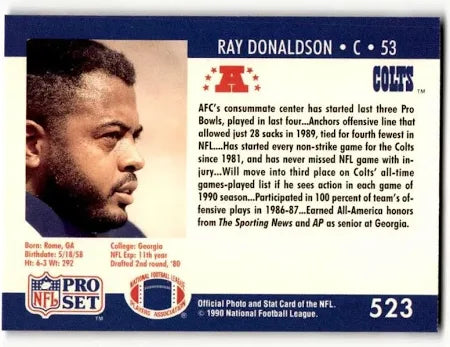 1990 NFL Pro Set Ray Donaldson Football Card #523