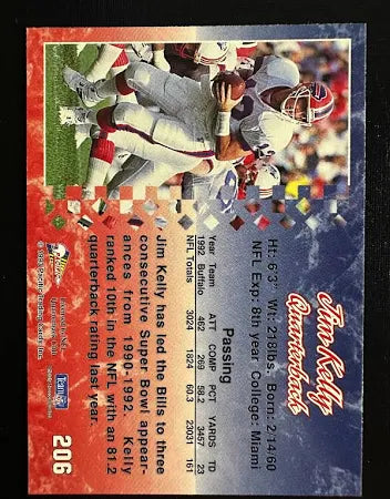 1993 Pacific Jim Kelly Football Card #206