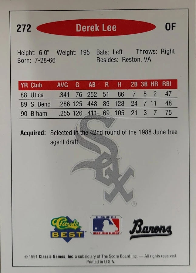 1991 Classic Best Derek Lee Baseball Card #272