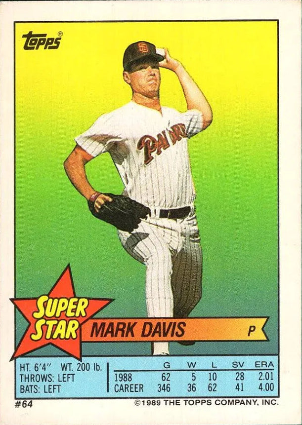 1989 Topps Super Star Mark Davis Baseball Card #64