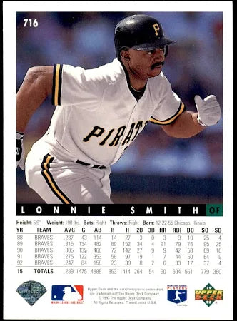 1993 Upper Deck Lonnie Smith Baseball Card #716