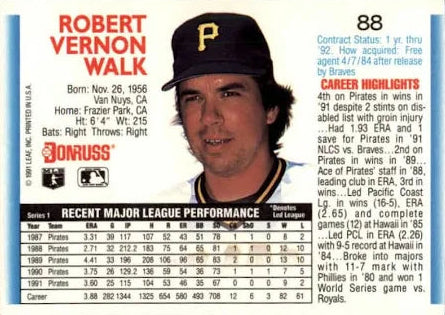 1992 Donruss Robert Vernon Walk Baseball Card #88