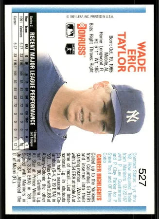 1992 Donruss Wade Eric Taylor Baseball Card #527