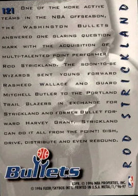 1996 Fleer Metal On the Move Rod Strickland Basketball Card #121