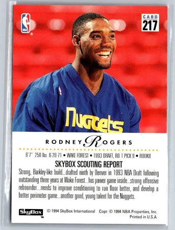 1994 Skybox Rodney Rogers Basketball Card #217
