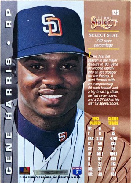 1994 Score Select Gene Harris Baseball Card #125