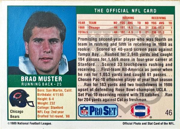 1989 NFL Pro Set Brad Muster Football Card #46