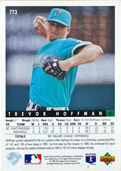 1993 Upper Deck Trevor Hoffman Baseball Card #773