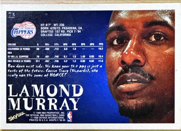 1998 Skybox Lamond Murray Basketball Card #73