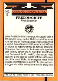 1988 Donruss Diamond Kings Fred McGriff Baseball Card #16