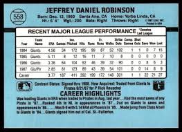 1988 Donruss Jeffrey Daniel Robinson Baseball Card #558