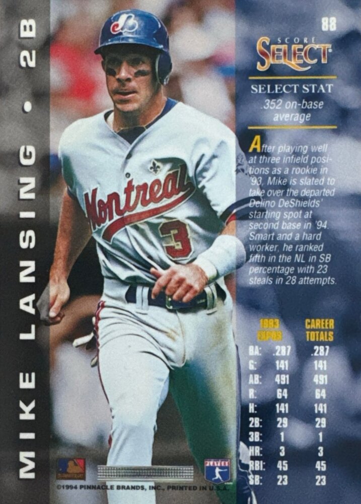 1994 Score Select Mike Lansing Baseball Card #88