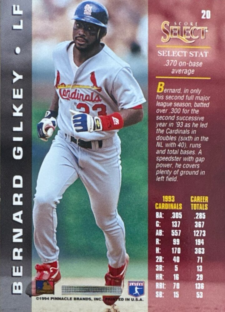 1994 Score Select Bernard Gilkey Baseball Card #20