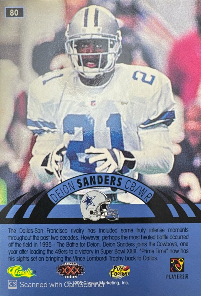 1995 Classic Deion Sanders Football Card #80