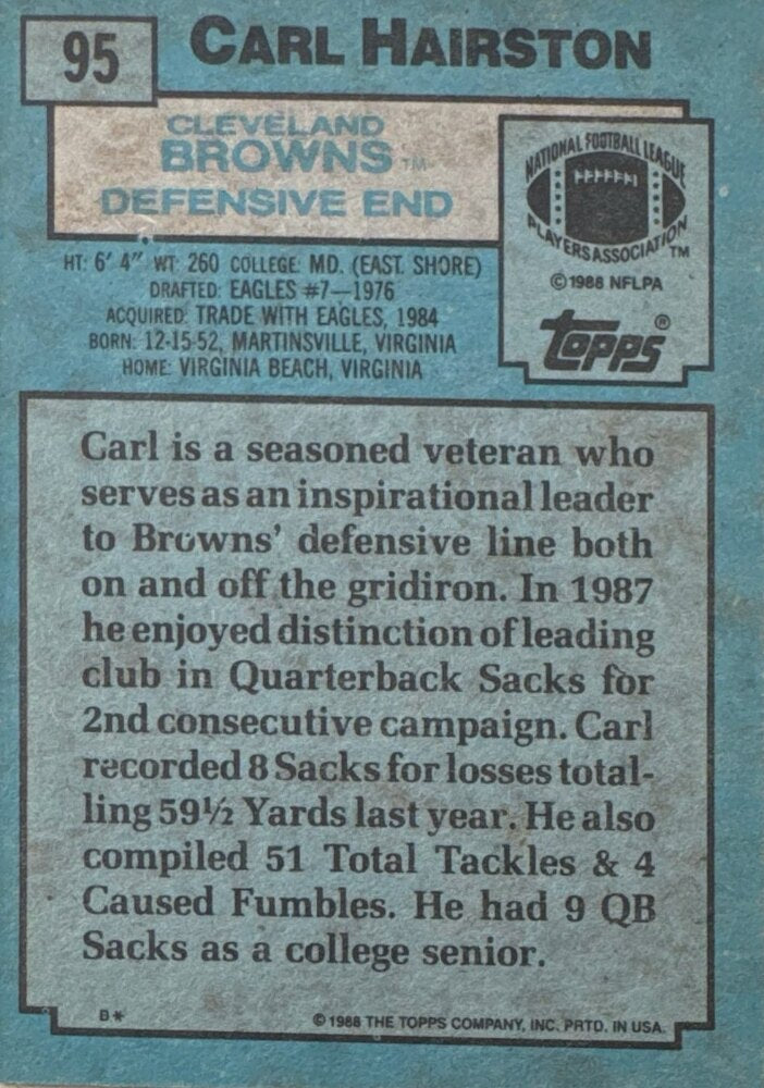 1988 Topps Carl Hairston Football Card #95