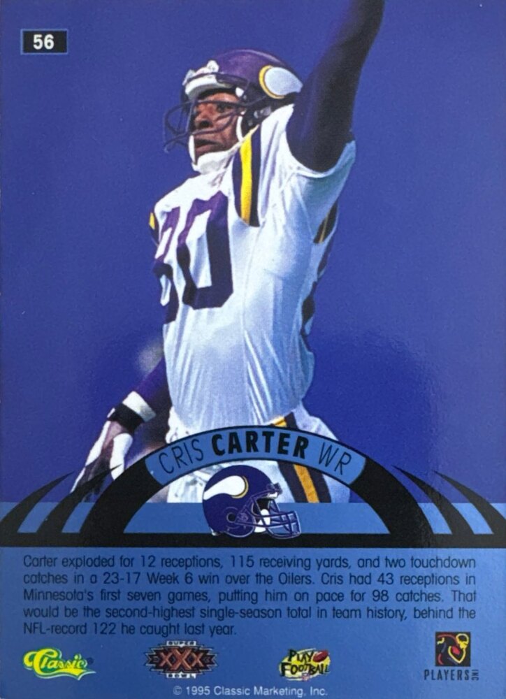 1995 Classic Cris Carter Football Card #56