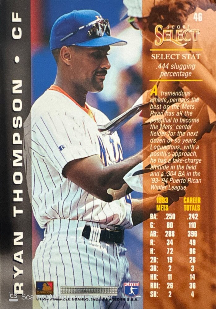 1994 Score Select Ryan Thompson Baseball Card #46