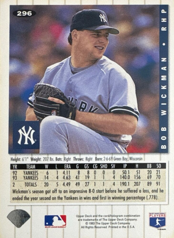 1994 Upper Deck Collectors Choice Bob Wickman Baseball Card #296