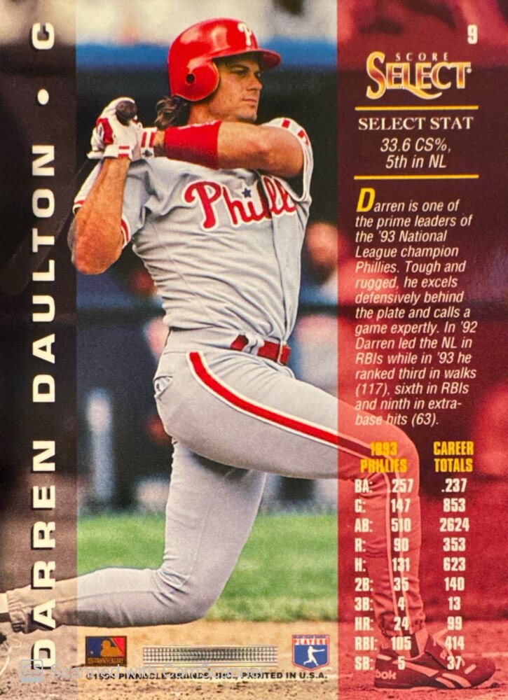 1994 Score Select Darren Daulton Baseball Card #9