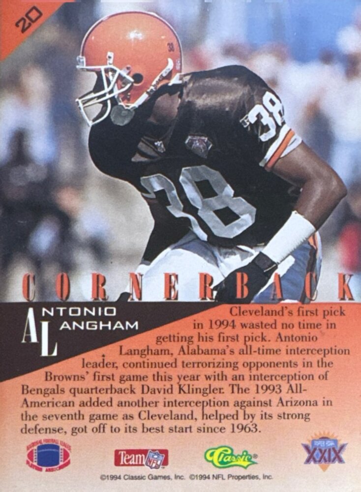 1994 Classic Antonio Langham Football Card #20