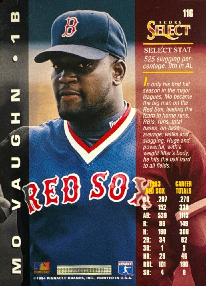 1994 Score Select Mo Vaughn Baseball Card #116