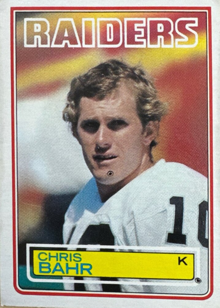 1983 Topps Chris Bahr Football Card #296