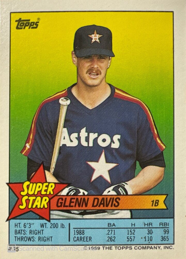 1989 Topps Super Star Glenn Davis Baseball Card #35