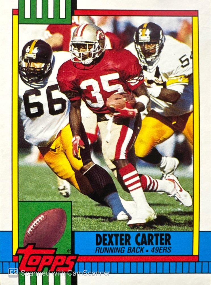 1990 Topps Dexter Carter Football Card #33T