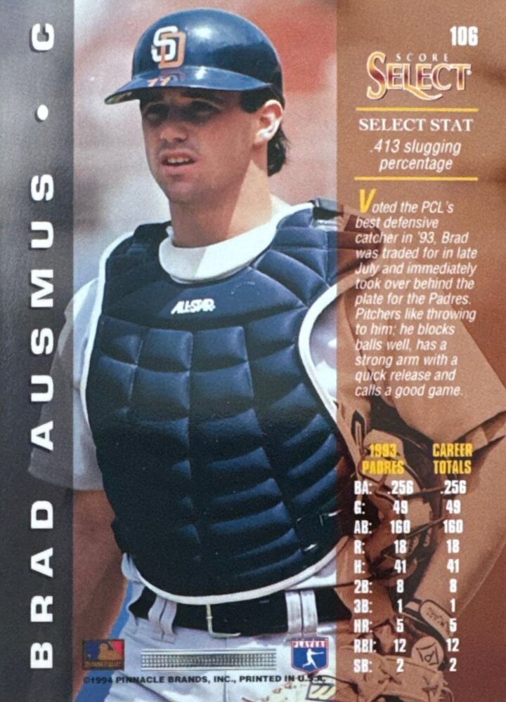 1994 Score Select Brad Ausmus Baseball Card #106