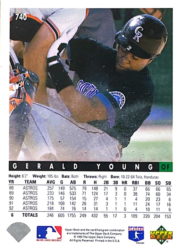 1993 Upper Deck Gerald Young Baseball Card #740