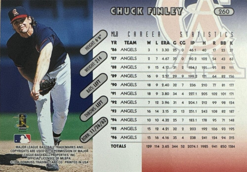 1996 Donruss Chuck Finley Baseball Card #260