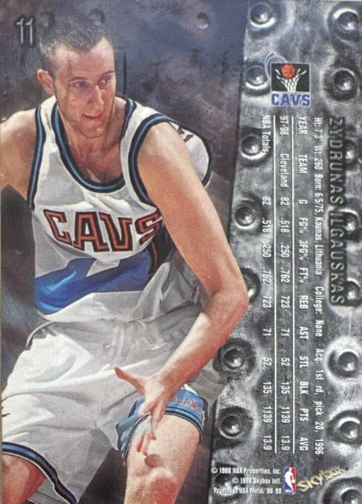 1998 Skybox Zydrunas Ilgauskas Basketball Card #11