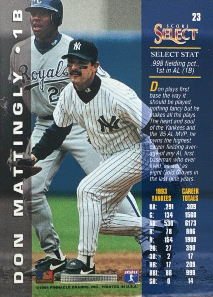 1994 Score Select Don Mattingly Baseball Card #23