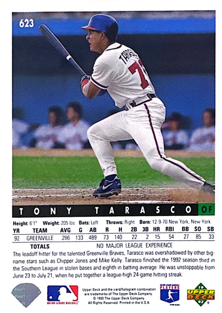 1993 Upper Deck Tony Tarasco Baseball Card #623