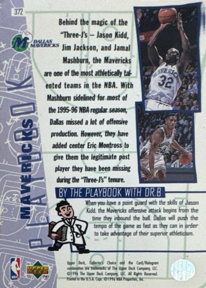 1996 Uppeer Deck Collectors Choice Mavericks Playbook Basketball Card #372