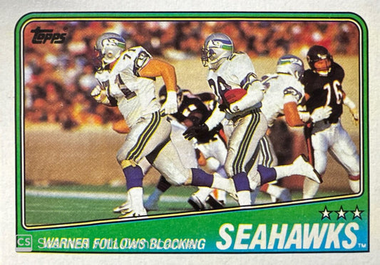 1988 Topps Seattle Seahawks 1987 Team Leaders Curt Warner, Steve Largent, Kenny Easley, Jacob Green, Fredd Young Football Card #130