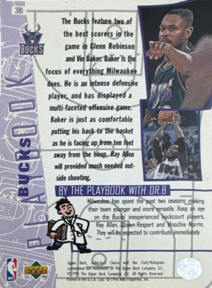 1996 Upper Deck Collectors Choice Bucks Playbook Basketball Card #381