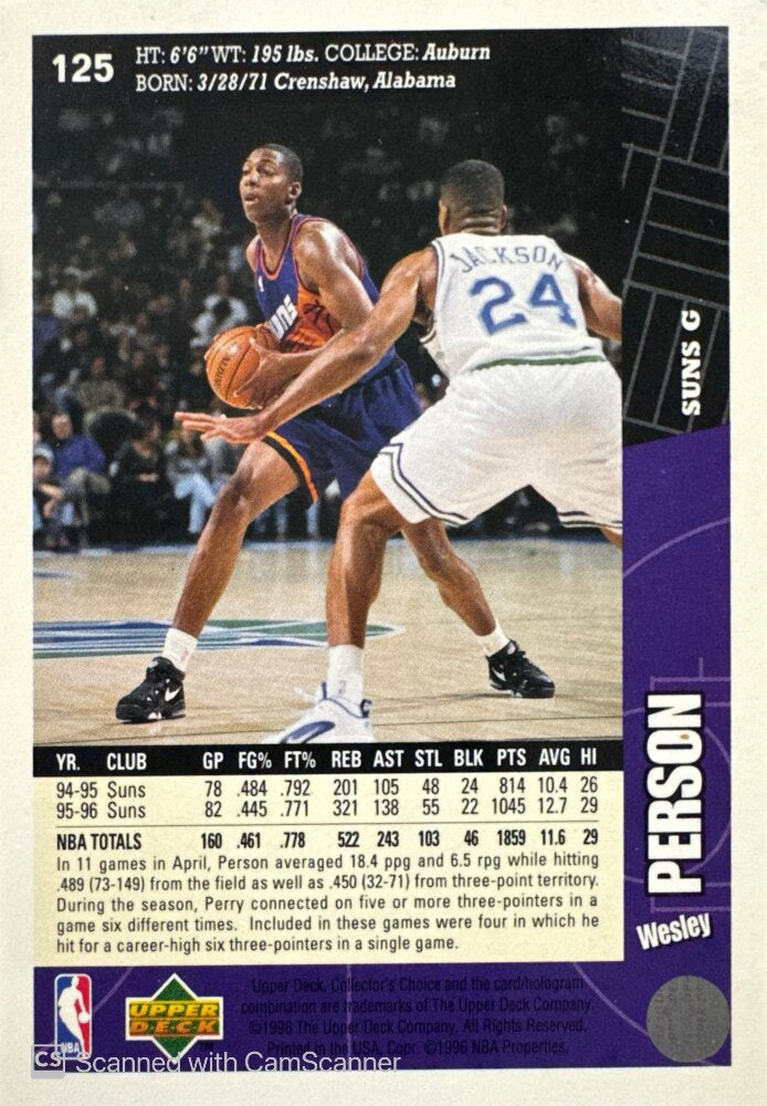 1996 Upper Deck Collectors Choice Wesley Person Basketball Card #125