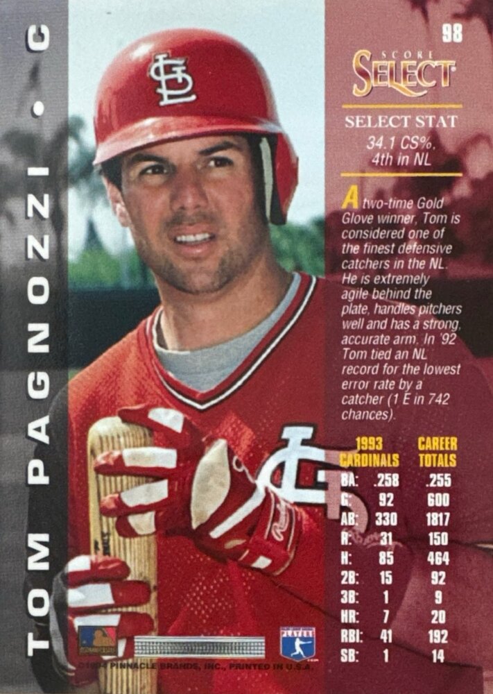 1994 Score Select Tom Pagnozzi Baseball Card #98