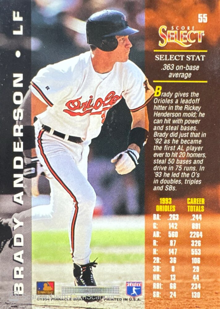 1994 Score Select Brady Anderson Baseball Card #55