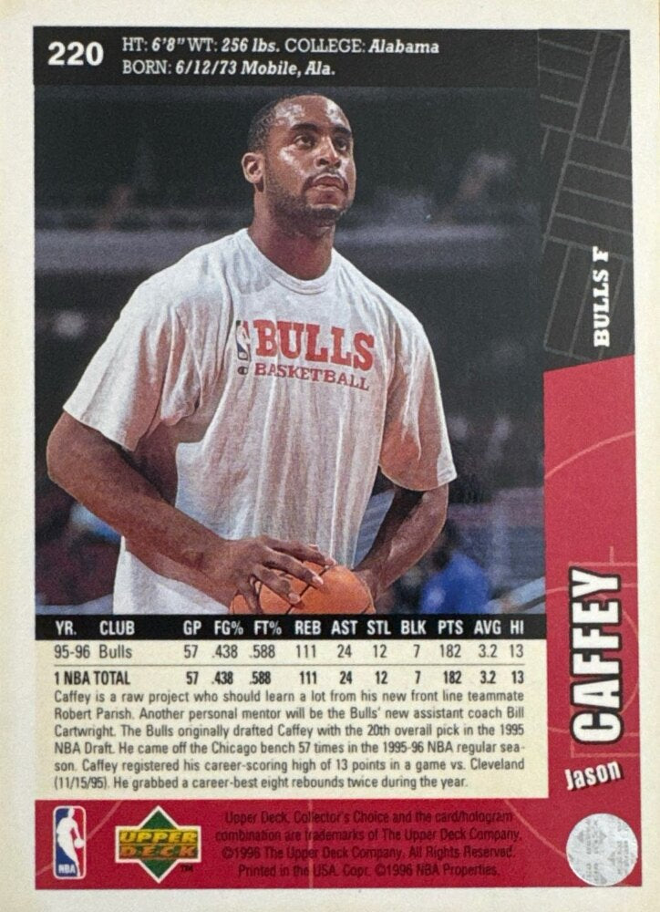 1996 Upper Deck Collectors Choice Jason Caffey Basketball Card #220