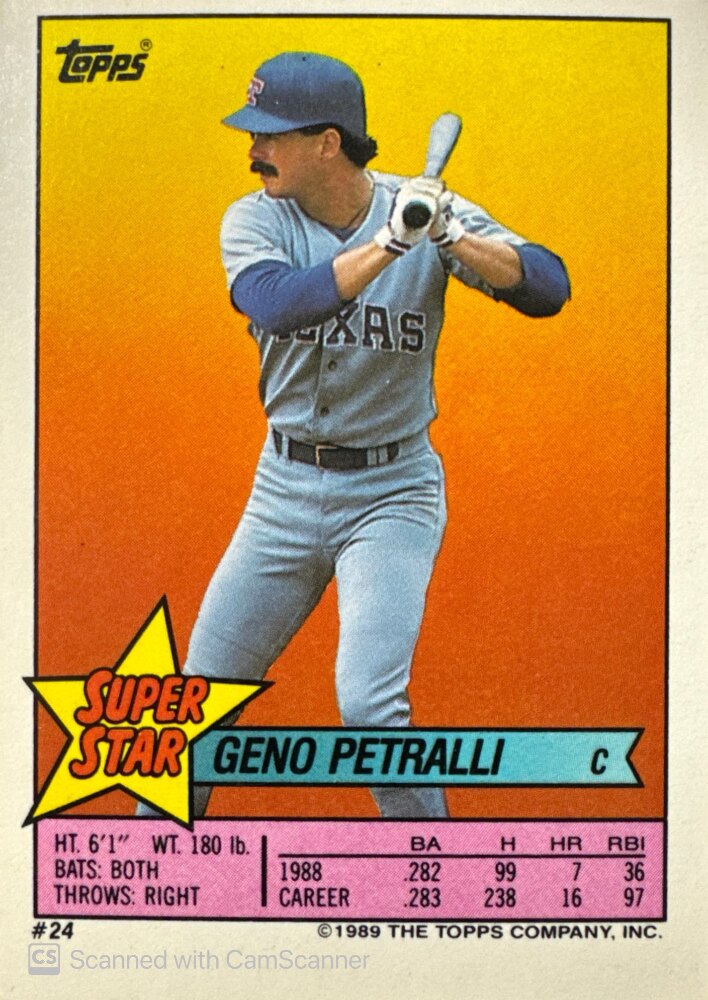 1989 Topps Super Star Geno Petralli Baseball Card #24