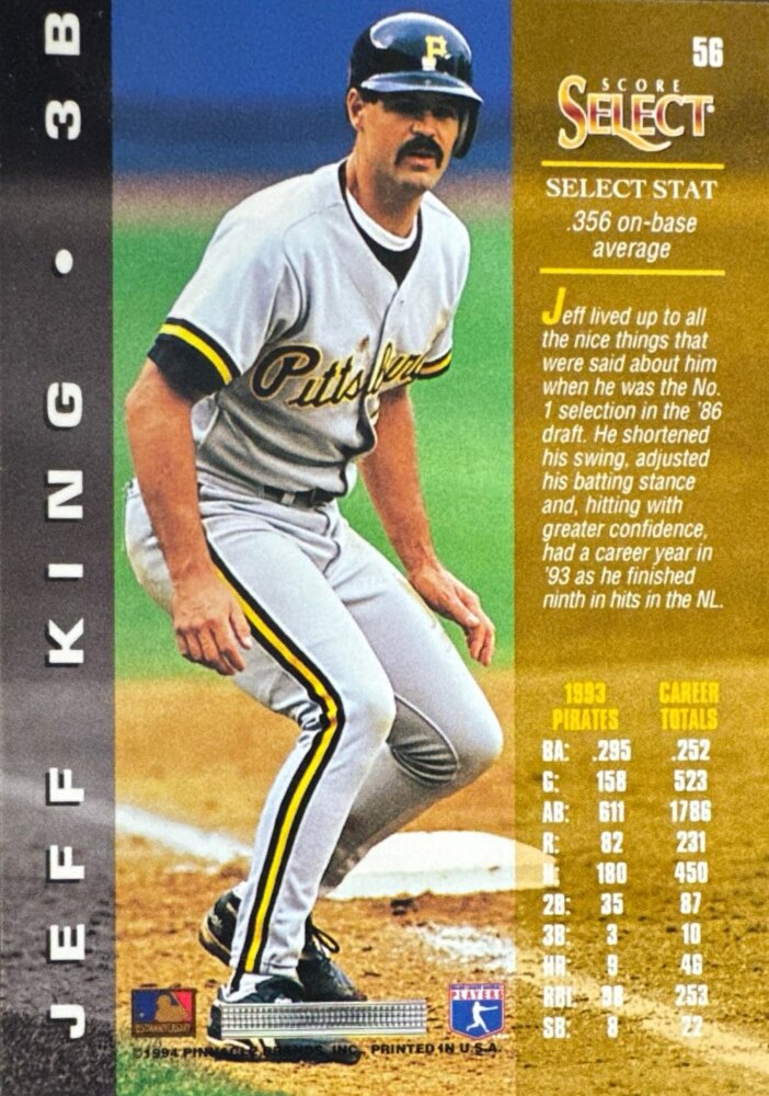 1994 Score Select Jeff King Baseball Card #56