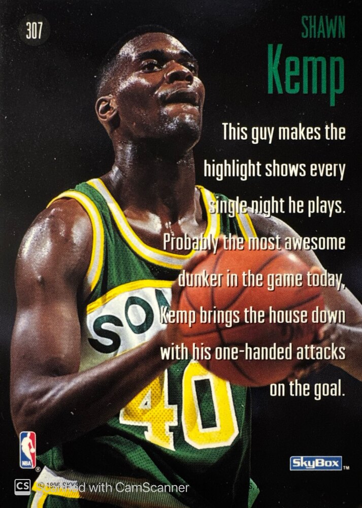 1995 Skybox Sky Slams Shawn Kemp Basketball Card #307