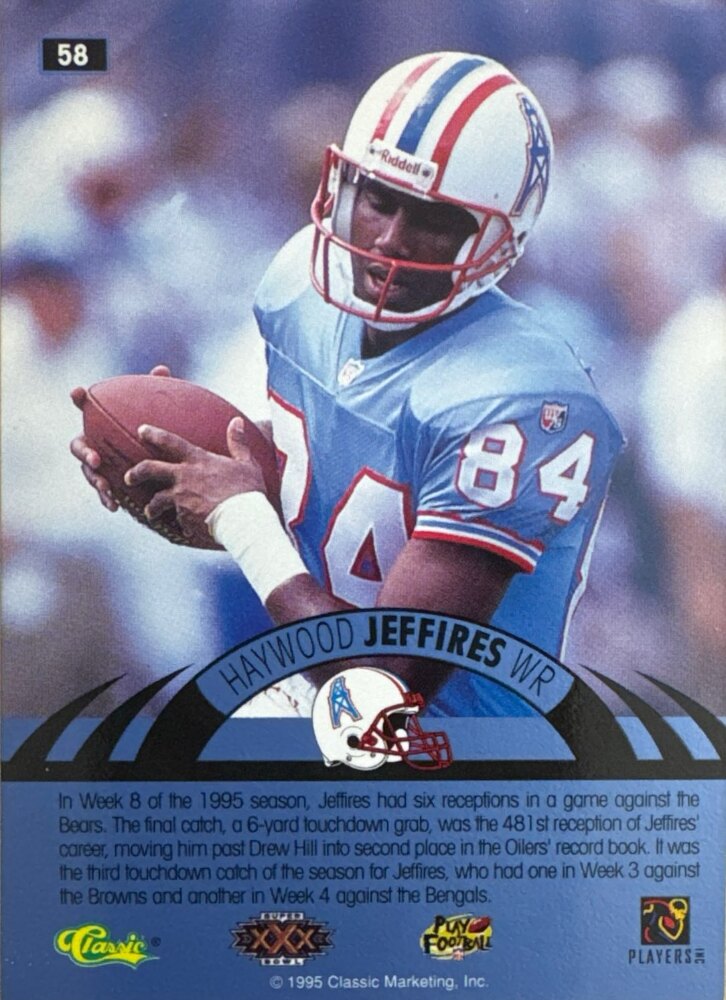 1995 Classic Haywood Jeffires Football Card #58