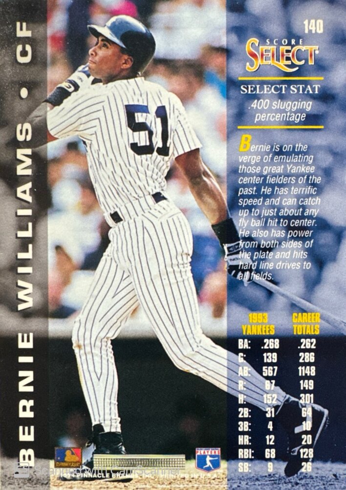 1994 Score Select Bernie Williams Baseball Card #140